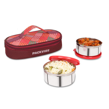 Packvibe Eco Premium| Red, Office use, School, Leak-Proof 2 Containers Lunch Box  (750 ml, Thermoware)