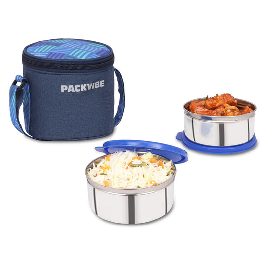 Packvibe Premium Steelox 2-Container Eco Lunch Box – Durable, Leak-Proof & Insulated for Fresh | best-selling lunch box Mumbai
